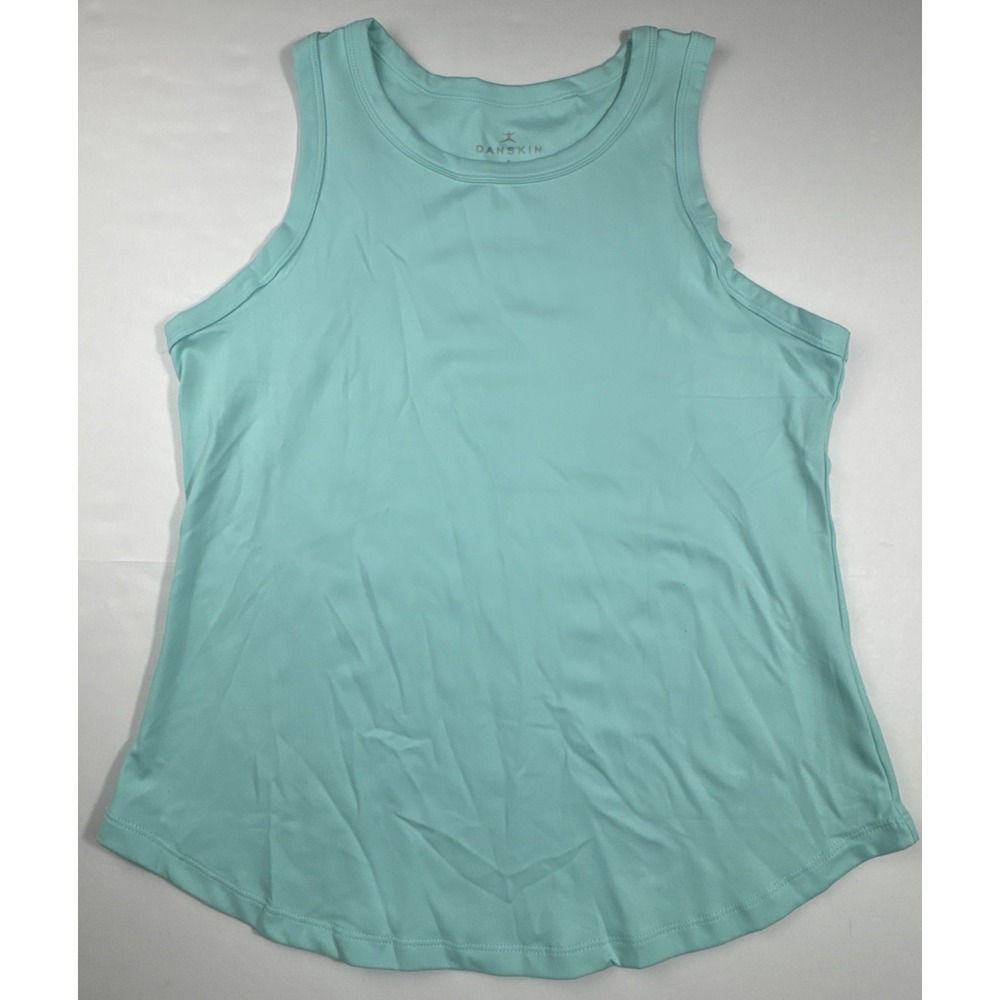 Danskin Tank Top Activewear Sleeveless Curved Hem Workout Shirt Size S Teal Blue